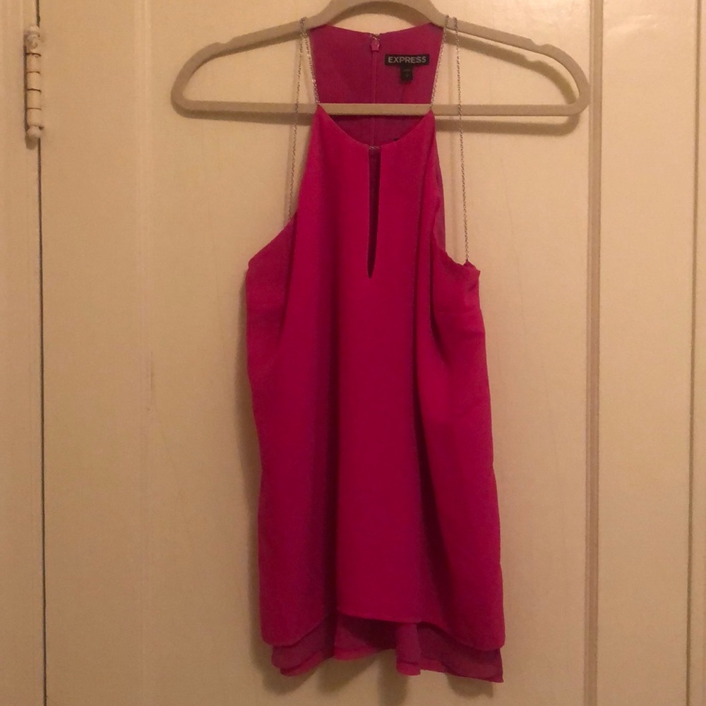 NWT EXPRESS Pink Top with Silver Chain Straps